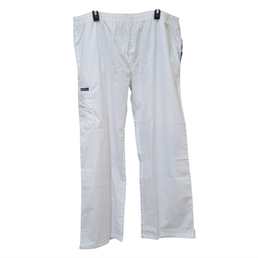 24/7 Scrubs White Elastic Waist Cargo Scrub Pants - NWT